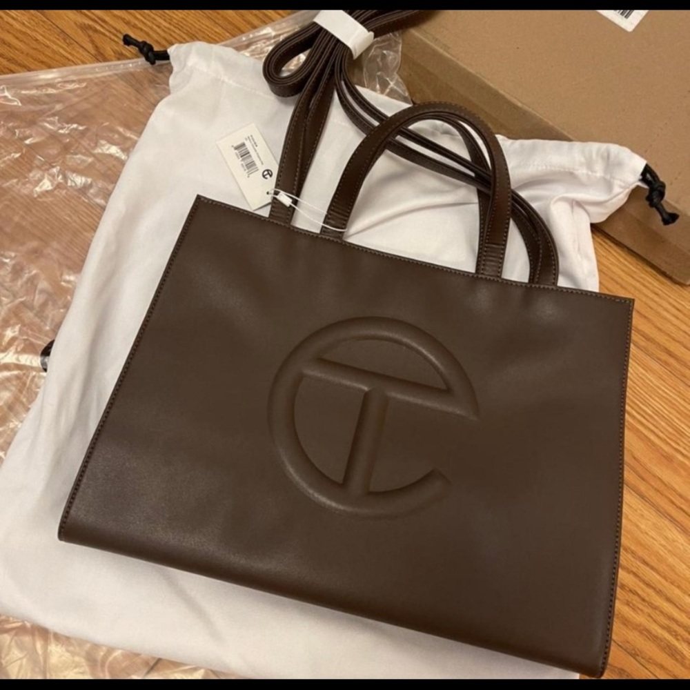 Medium brown telfar shopping bag